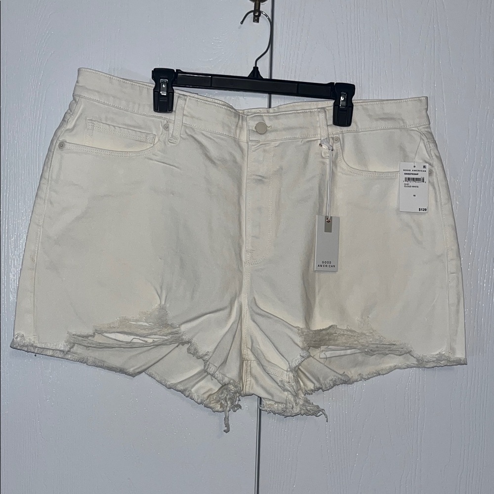 Good American Distressed Denim Shorts